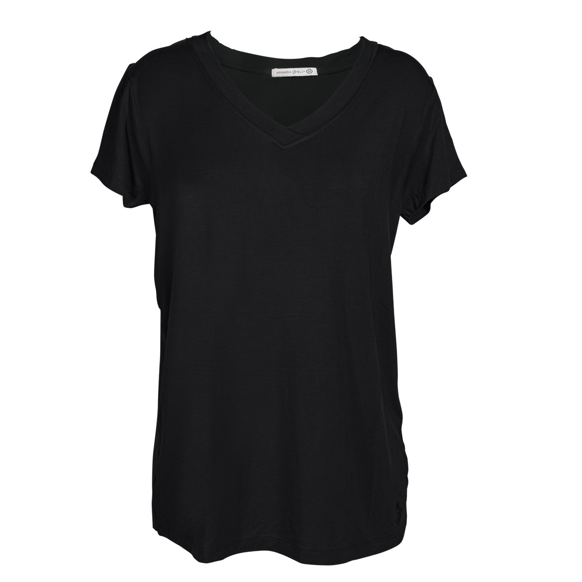 Amanda Blu - Black Short Sleeve V Neck Tee