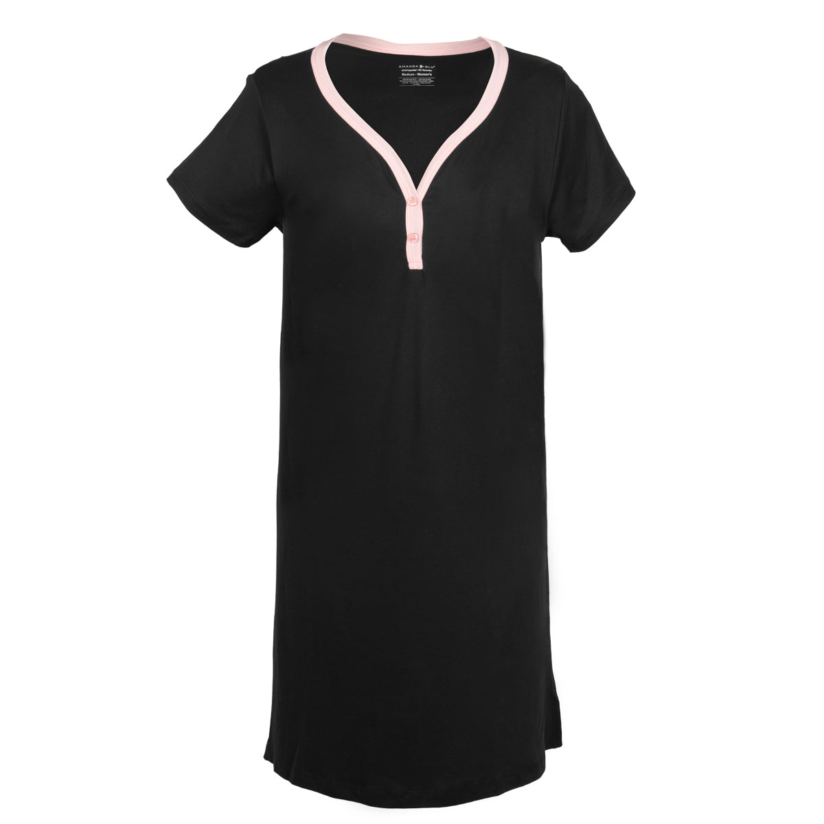 Amanda Blu - Black and Pink Henley Night Dress