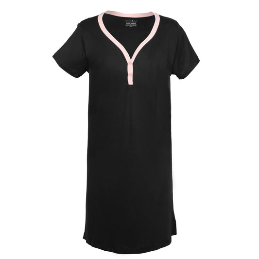 Amanda Blu - Black and Pink Henley Night Dress