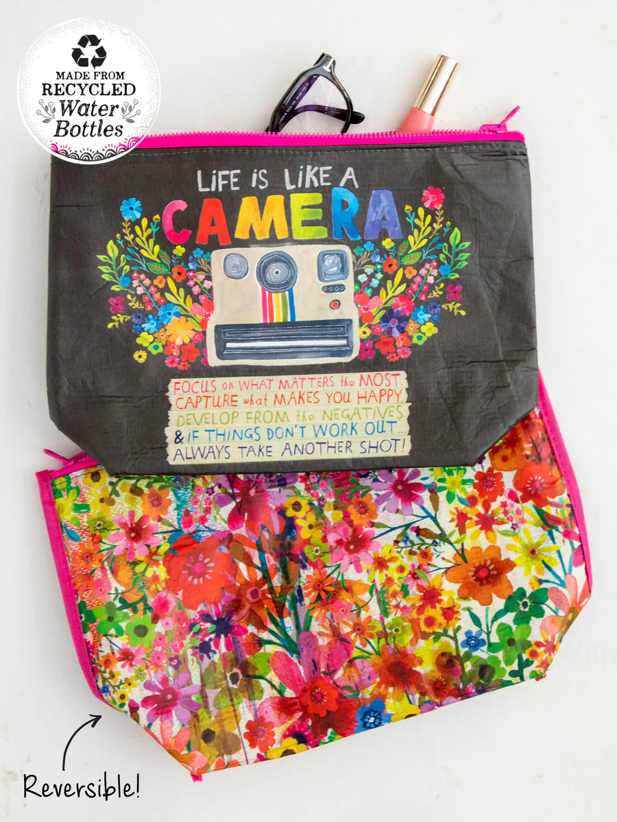 Natural Life - Recycled Zipper Pouch - Life Is Like A Camera