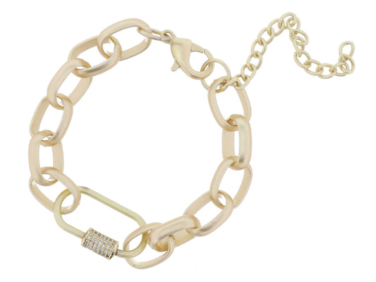 Jane Marie - Matte Gold Chunky Chain w/ Crystal Accented Carabiner