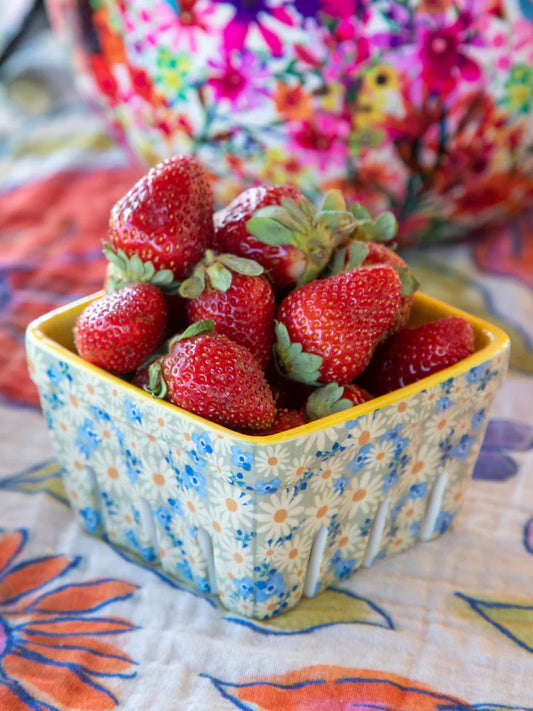 Natural Life - Ceramic Berry Colander - Yellow Floral