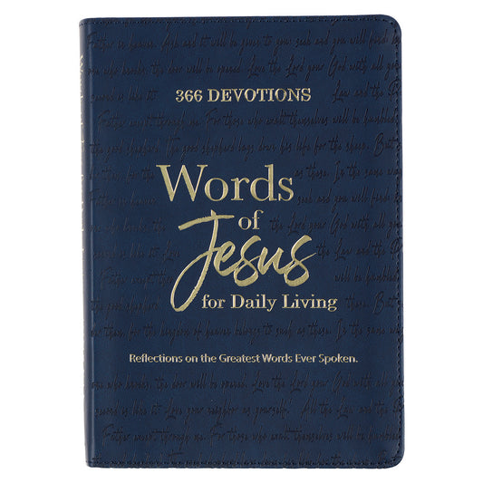 Christian Art Gifts - Words of Jesus for Daily Living Blue Faux Leather Devotional