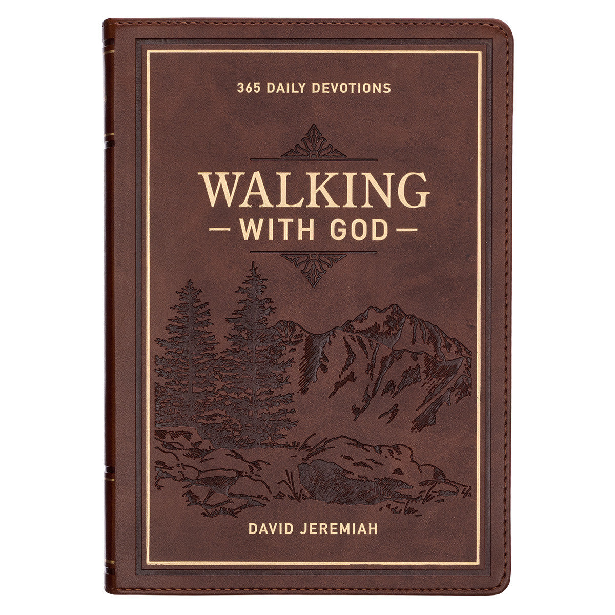 Christian Art Gifts - Walking With God Large Print Brown Faux Leather Devotional