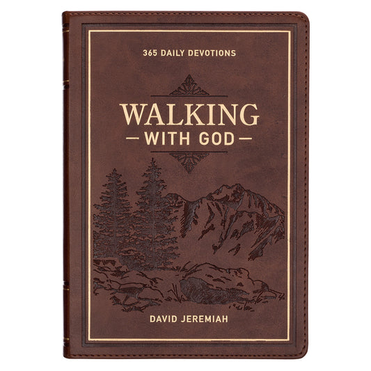 Christian Art Gifts - Walking With God Large Print Brown Faux Leather Devotional