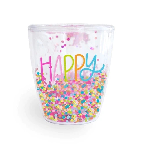 Mary Square - Confetti Wine Glass - Happy