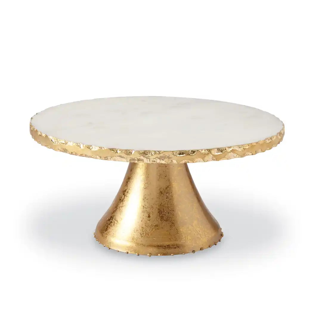 Mud Pie - GOLD MARBLE PEDESTAL CAKE STAND