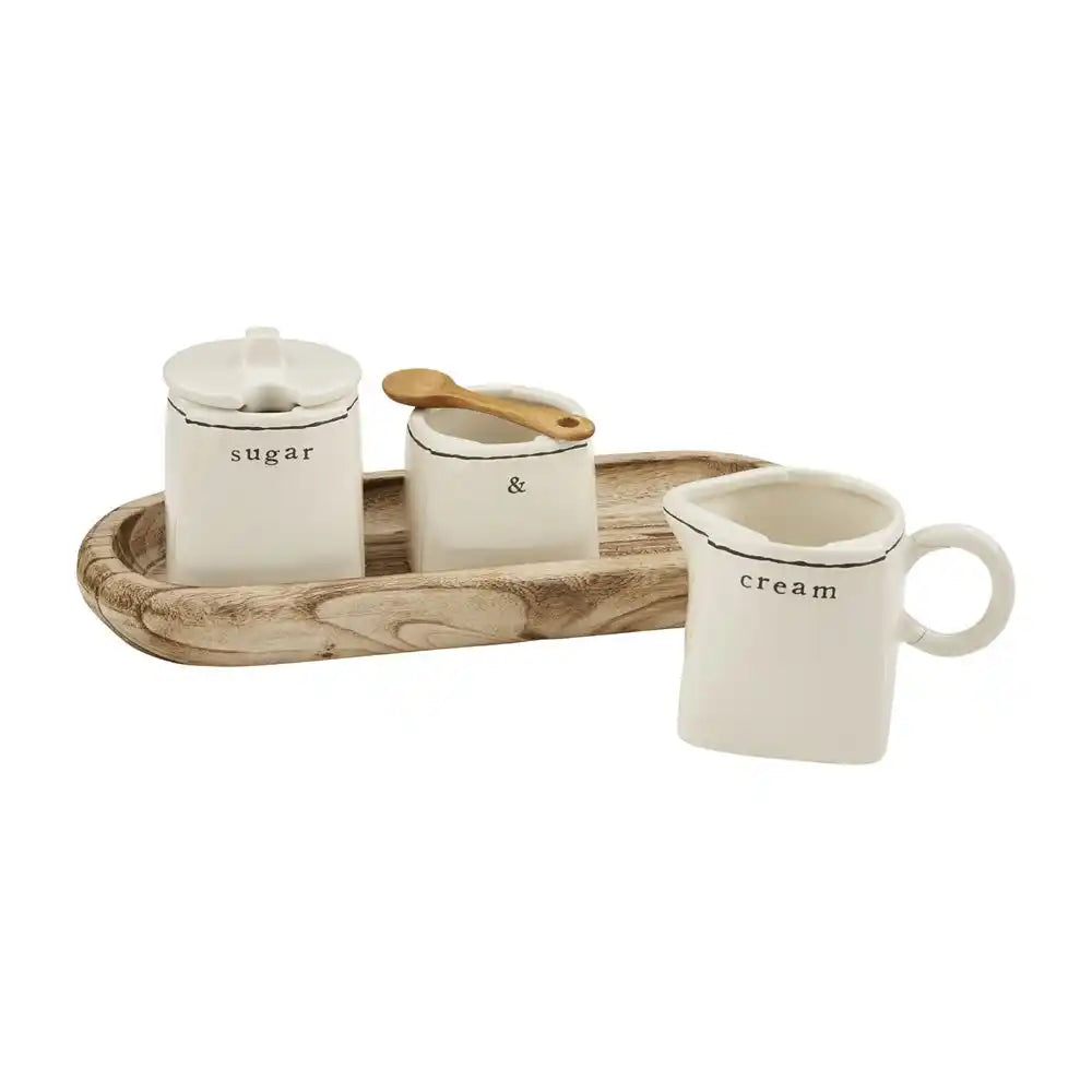 Mud Pie - PAULOWNIA CREAM AND SUGAR SET