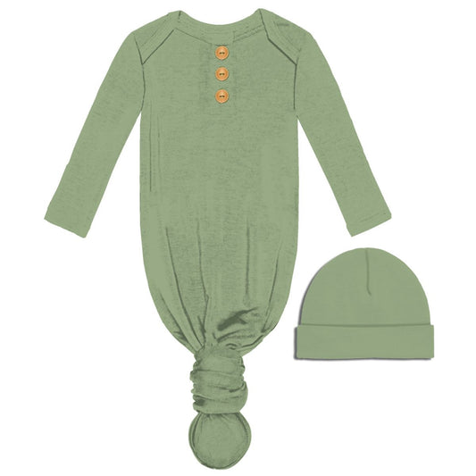 Jane Marie - KIDS SAGE INFANT GOWN AND BEANIE SET